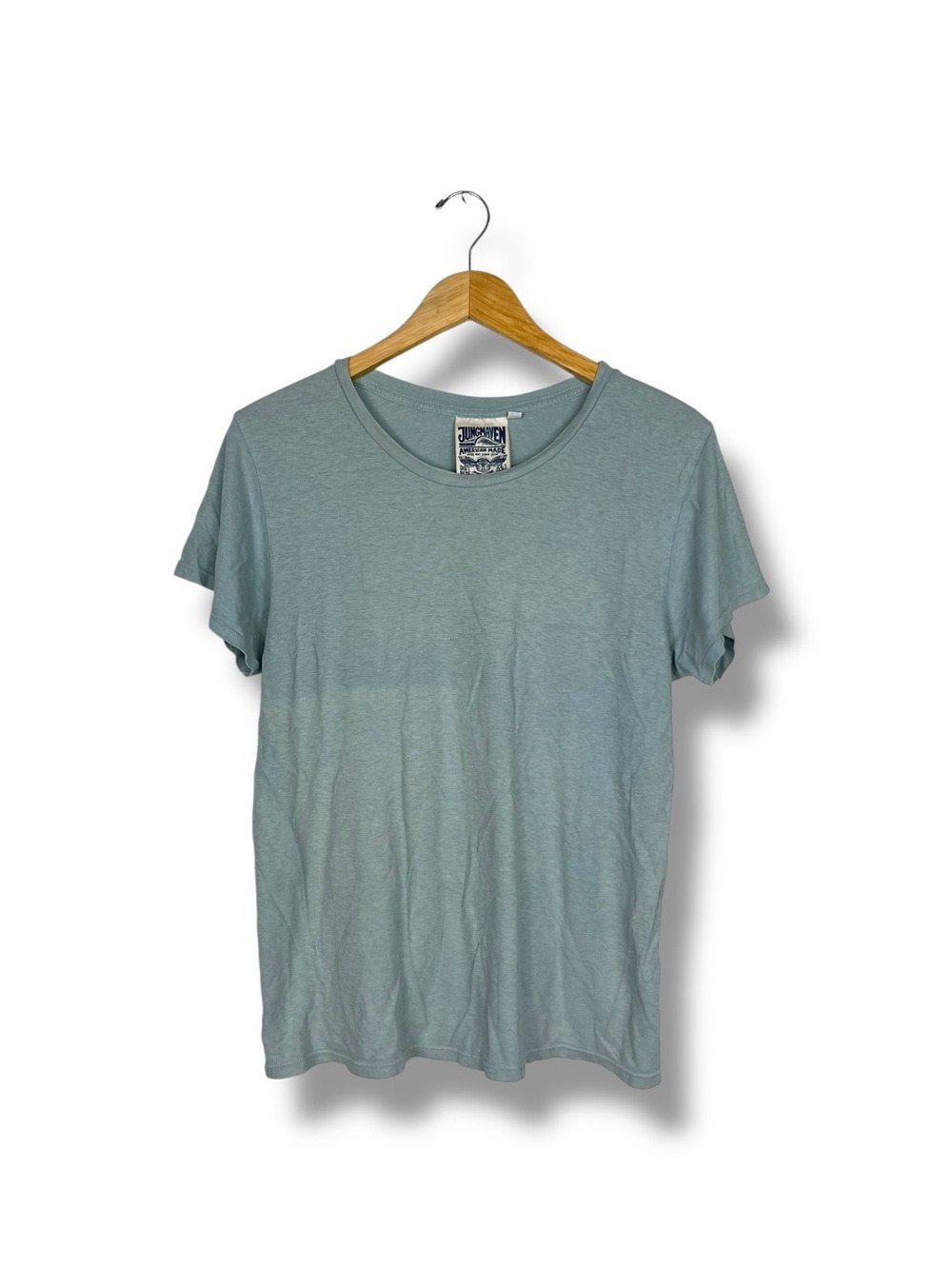 Jungmaven Hemp Organic Cotton Blue Green Short Sleeve Shirt Large Made in USA